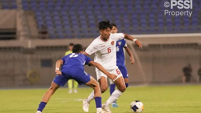 Gelandang Timnas Indonesia U-17 Evandra Floresta saat menghadapi Kuwait. (Dok PSSI)