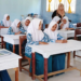 Siswa-siswi madrasah di Aceh Jaya rutin sedang mengaji sebelum belajar.