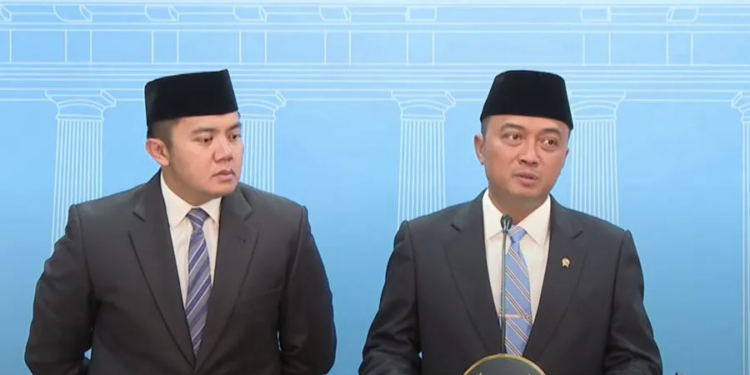 Menteri Sekretaris Negara Prasetyo Hadi dalam konferensi pers di Kantor Presiden, Kompleks Istana Kepresidenan, Jakarta, Senin (8/9/2025).