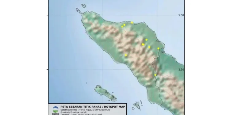 BMKG Pantau 11 Titik Panas di Aceh, Terbanyak di Aceh Timur dan Aceh Utara