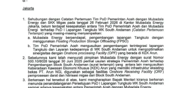 Pemerintah Aceh Surati Menteri ESDM, Perjuangkan Pengolahan Gas Tangkulo Blok Andaman di Wilayah Darat